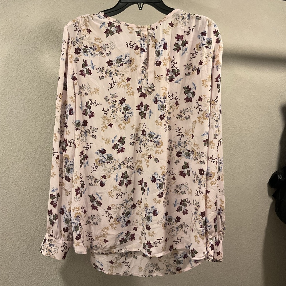 LOFT Floral Blouse - Cream and Purple